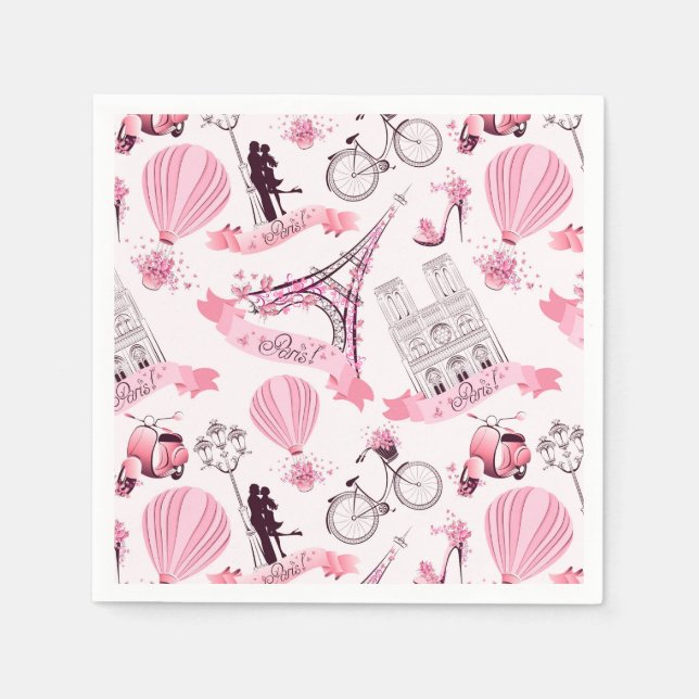 Paris Pink Paper Napkins (Front)