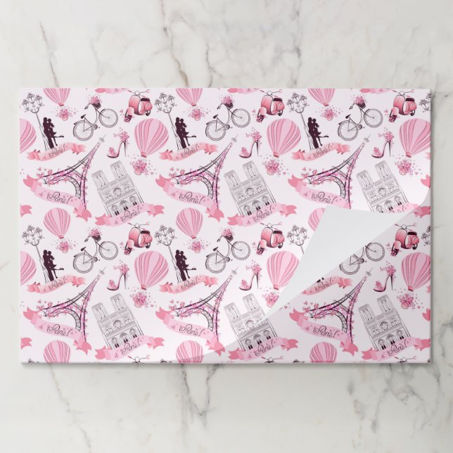 Paris Pink Paper Placemats (Folded)