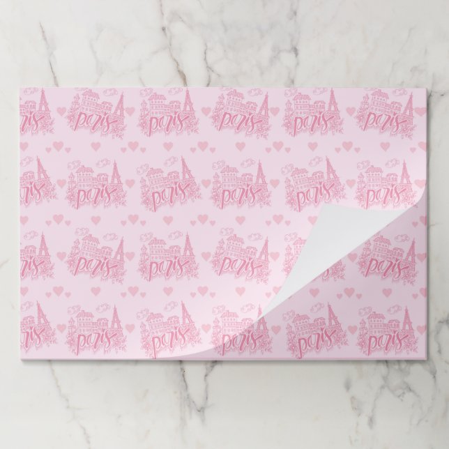 Paris Pink Paper Placemats (Folded)