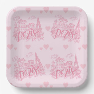 Paris Pink Paper Plates