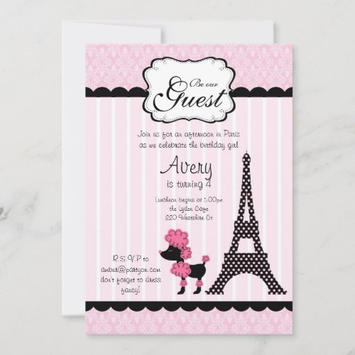 Paris Pink Poodle Eiffle Tower tea party bridal Cards
