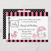 Paris Pink Poodle Eiffle Tower tea party bridal Invitation (Front/Back)
