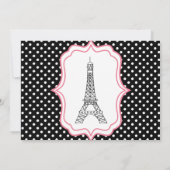 Paris Pink Poodle Eiffle Tower tea party bridal Invitation (Back)