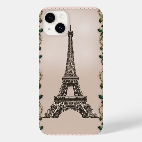 Paris Pink Rose Vines Eiffel Tower Shabby Chic Case_Mate iPhone 14 Plus Case