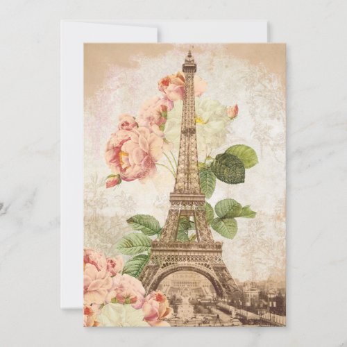 Paris Pink Rose Vintage Romantic Invitation