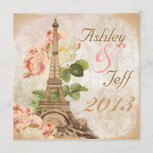 Paris Pink Rose Vintage Romantic Wedding Invite