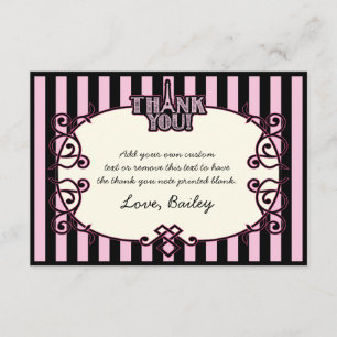 Paris, Pink Stripes Thank You Cards
