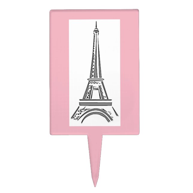 Paris Pink Themed Eiffel Tower Party Cake Topper (Front)