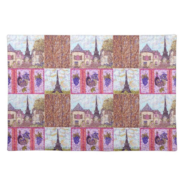 Paris Pointillism Eiffel Tower Placemat (Front)
