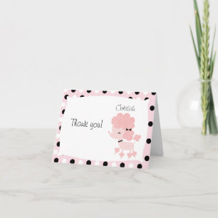 Paris Poodle Pink Dot Folded Thank you Card