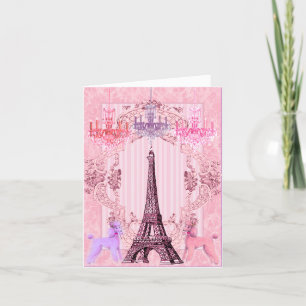 Paris Poodles in France Folded Thank You Card