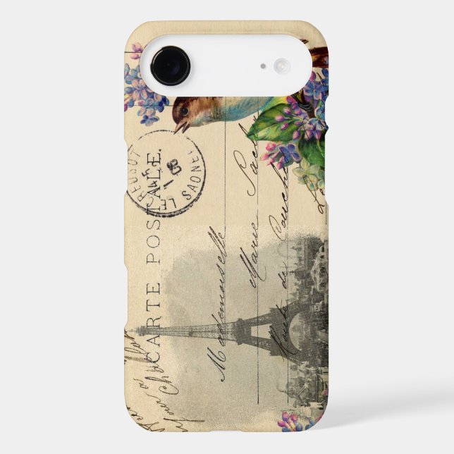 Paris Postcard Bird on Lilacs Case (Back)