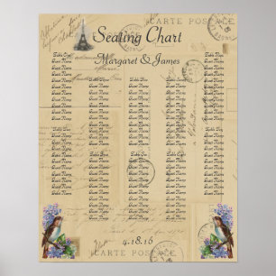 Paris Postcard Bird on Lilacs Seating Chart