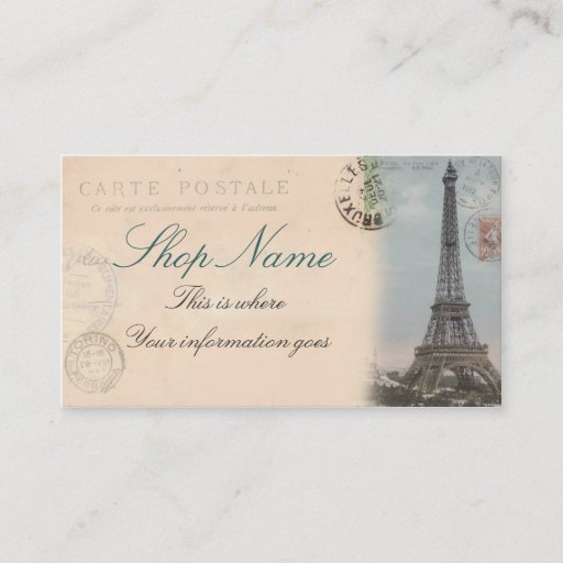 Customizable Paris Postcard Business Card
