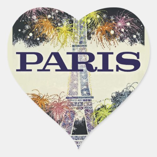 Paris Poster Heart Sticker