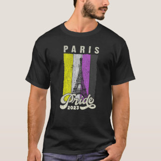 Paris Pride 2023 Eiffel Tower Nonbinary Pride Flag T-Shirt
