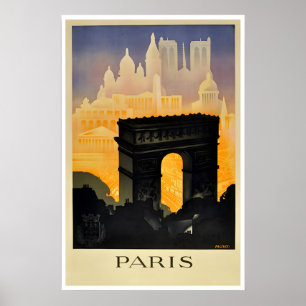 Paris Print France Travel Poster Retro French