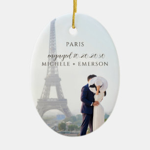 Paris Proposal Engagement Photo keepsake Ceramic Ornament