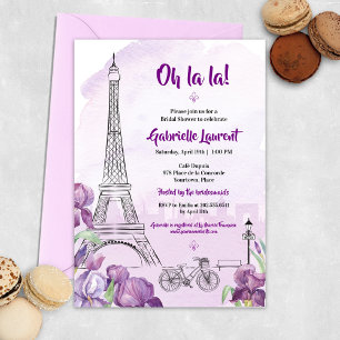 Paris Purple Iris French Bridal Shower Invitation