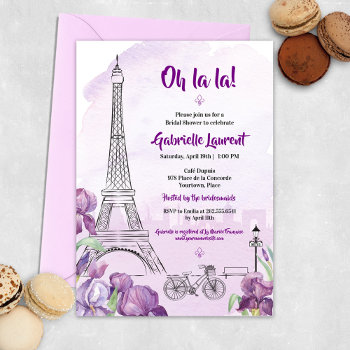 Paris Purple Iris French Bridal Shower Invitation by starstreamdesign at Zazzle