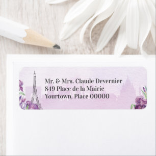Paris Purple Iris French Return Address Label
