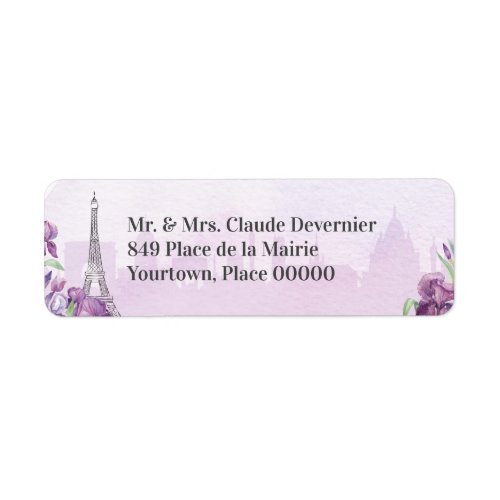 Paris Purple Iris French Return Address Label