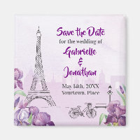 Paris Purple Iris French Save the Date