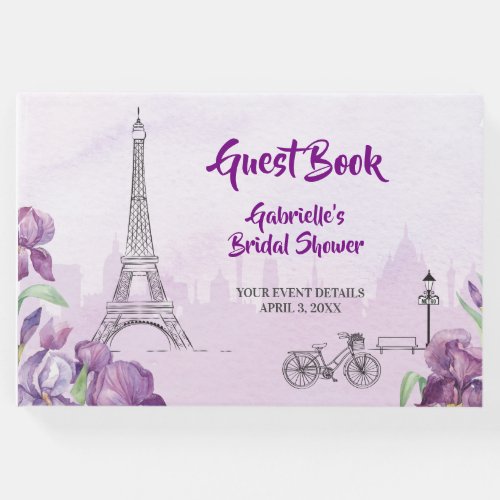 Paris Purple Iris French Special Event Guest Book