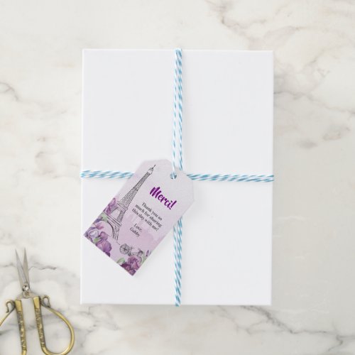 Paris Purple Iris French Special Event Thank You  Gift Tags