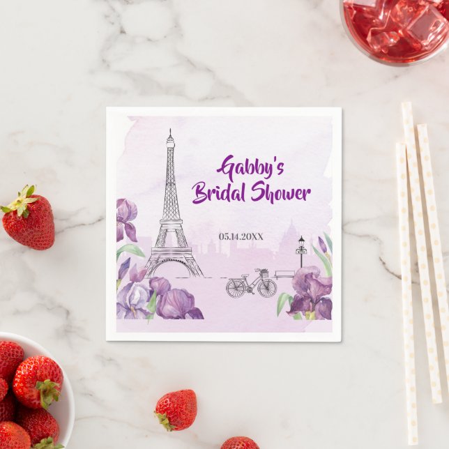 Paris Purple Iris French Special Occasion Napkins (Insitu)