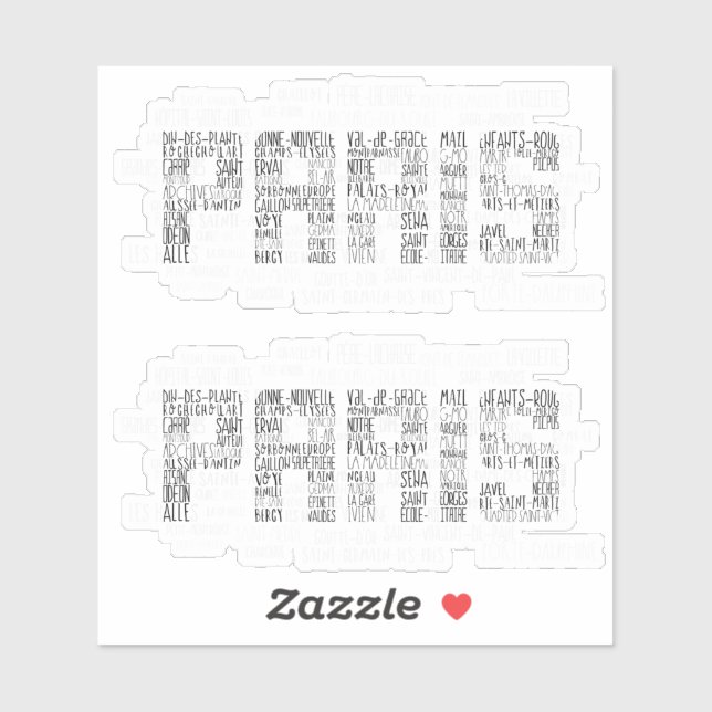 Paris Quarters Typographic Word Art Sticker (Sheet)