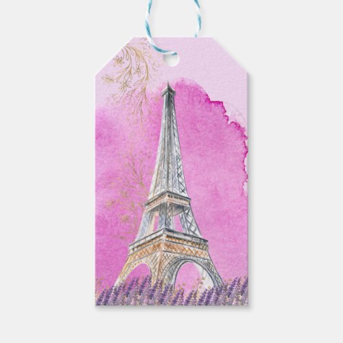 Paris Quinceanera Eiffel Tower Pink Thank You Gift Tags