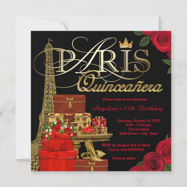 Paris Quinceanera Invitation (Front)