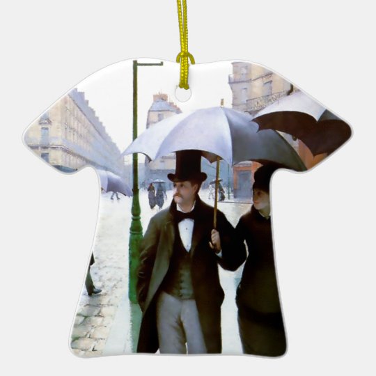 Paris rain couple under umbrella poster ceramic ornament