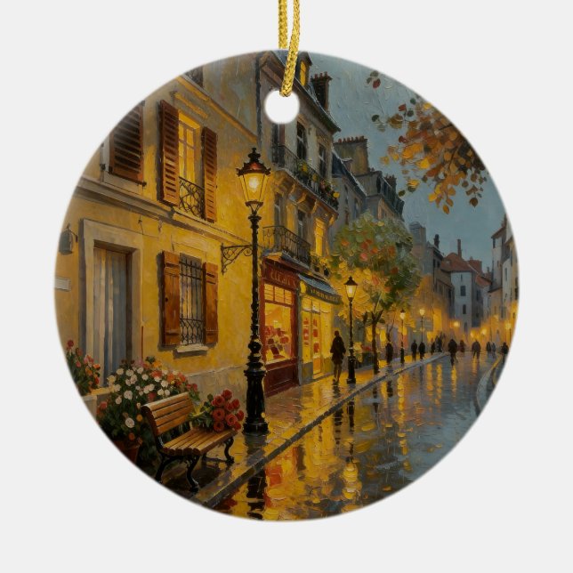 Paris Rainy Street Ornament (Front)