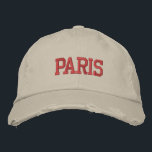 PARIS Red Embroidery Vintage Style Embroidered Baseball Cap<br><div class="desc">PARIS Red Embroidered vintage style distressed beige cotton hat. Makes a wonderful gift for anybody who loves Paris France! If you would prefer to have your personal text then simply select "Personalize this template" details button to enter your choice of custom text. Embroidery is also customizable to other color choices...</div>