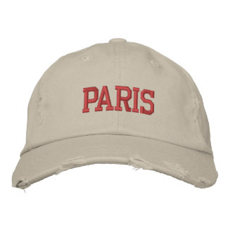 PARIS Red Embroidery Vintage Style Embroidered Baseball Cap