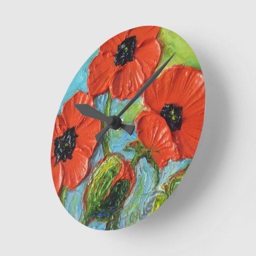 Paris' Red Poppies Wall Clock Zazzle
