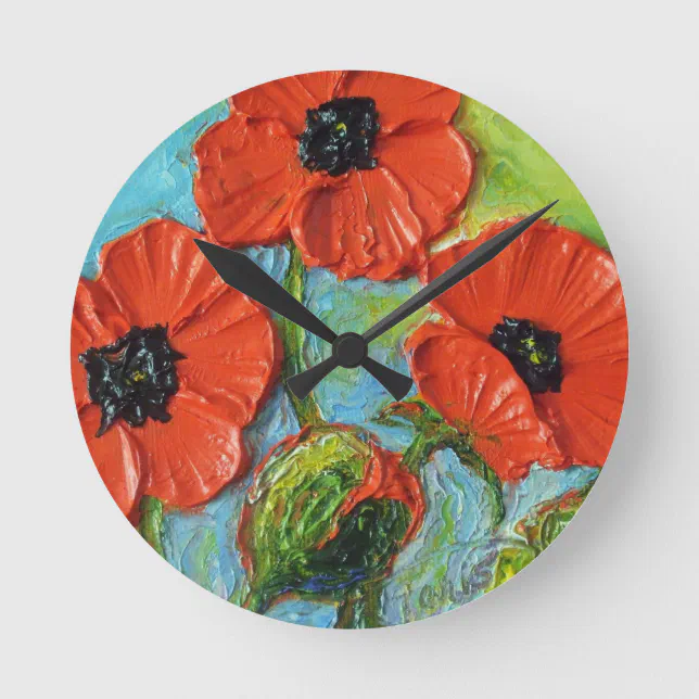 Paris' Red Poppies Wall Clock Zazzle