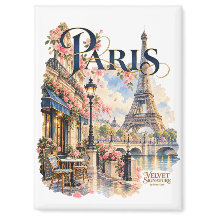 Paris refrigerator magnet with Eiffel Tower and fl