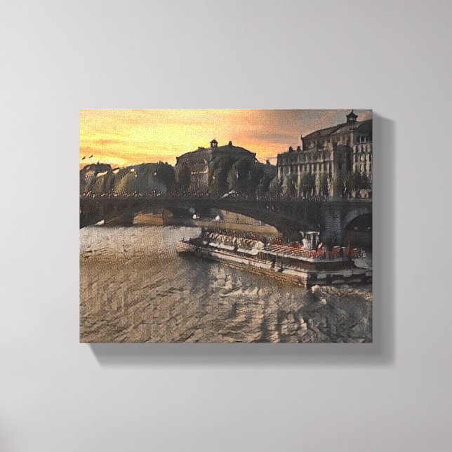 Paris River Wall Art Cityscape Sunset Scene (Front)