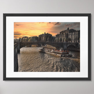 Paris River Wall Art Cityscape Sunset Scene