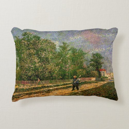 Paris Road with Peasant by Vincent van Gogh Accent Pillow