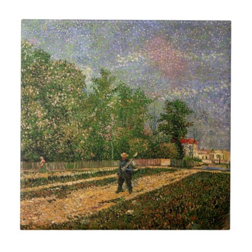 Paris Road with Peasant by Vincent van Gogh Ceramic Tile