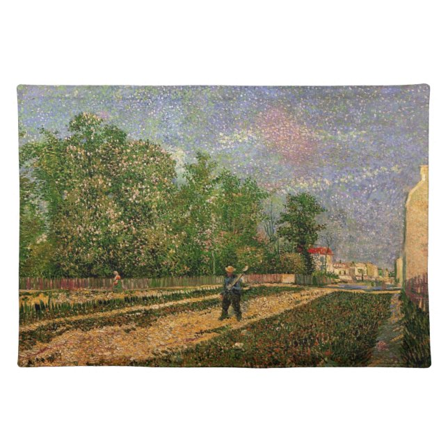 Paris Road with Peasant by Vincent van Gogh Cloth Placemat (Front)