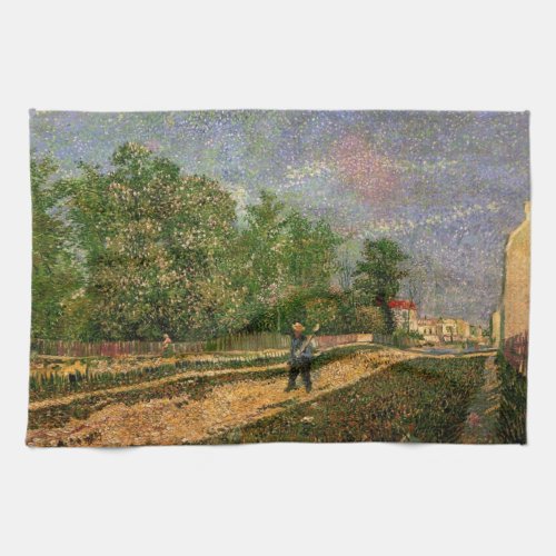 Paris Road with Peasant by Vincent van Gogh Kitchen Towel