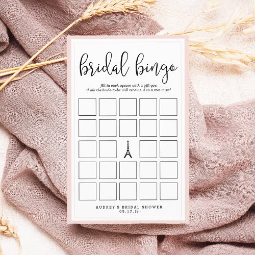 Paris Romance Bridal Shower Bingo Game