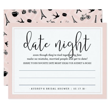 Paris Romance Bridal Shower Date Night Card