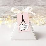 Paris Romance Bridal Shower Thank You Gift Tags<br><div class="desc">Attach these charming blush pink tags to your favors and thank your bridal shower guests in Parisian chic style. Tags feature an Eiffel Tower illustration with the guest of honor's name, event type and date, and reverse to our Paris Romance pattern featuring the Eiffel tower, macarons, bicycles, roses, birds, croissants...</div>