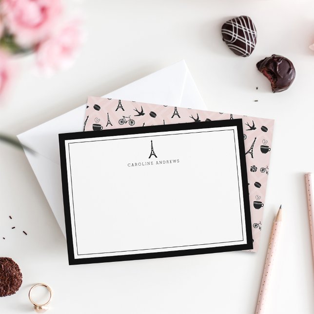 Paris Romance | Eiffel Tower Personalized Flat Note Card (Creator Uploaded)